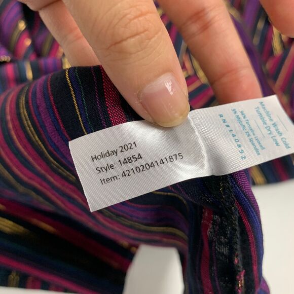 Marine Layer Top Womens L Large Navy Gold Jamie Banded Collar Metallic Striped - Picture 10 of 15